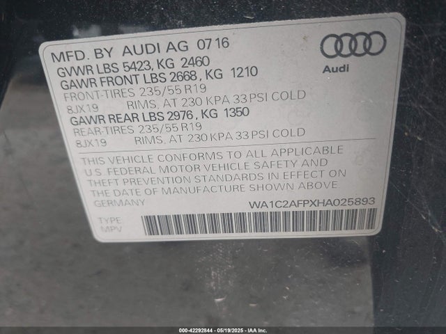 2017 AUDI Q5 WA1C2AFPXHA025893 Photo 8