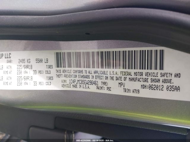 1C4PJMCB5EW296461 Jeep Cherokee Altitude