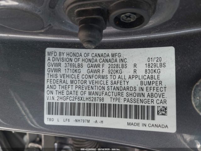 2020 HONDA CIVIC 2HGFC2F6XLH528798 Photo 8