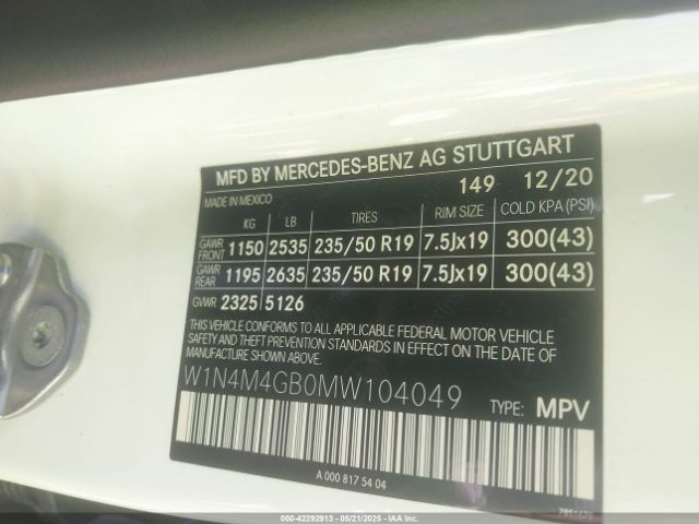 W1N4M4GB0MW104049 Mercedes-Benz GLB 250