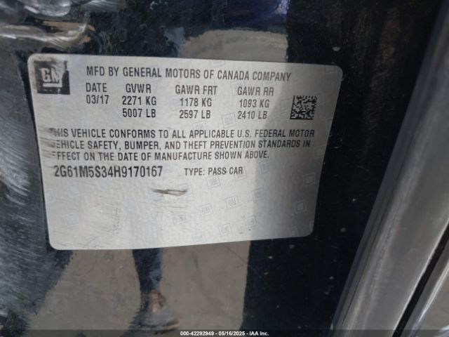 2G61M5S34H9170167 Cadillac lfx - sidi: spark ignited direct injection, vvt: variable valve timing, e85 max, alum