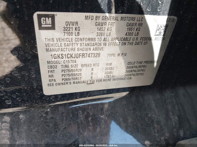 1GKS1CKJ0FR747328 GMC l86 - vvt, afm, e85 max, aluminum
