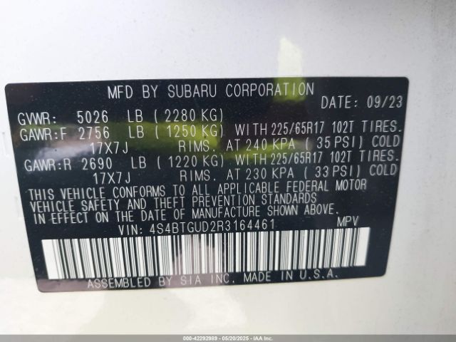 2024 SUBARU OUTBACK 4S4BTGUD2R3164461 Photo 8
