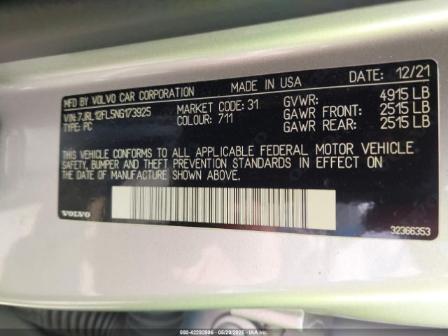 2022 VOLVO S60 7JRL12FL5NG173925 Photo 8