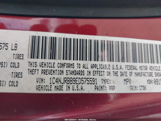 1C4NJRBB9ED575591 Jeep Patriot Sport