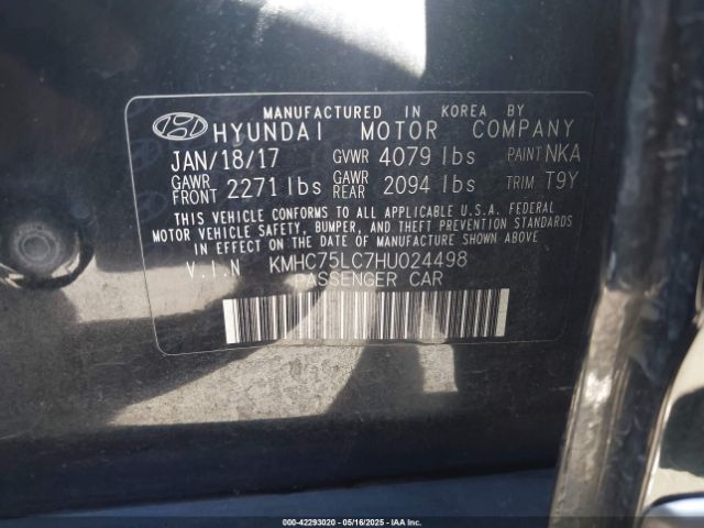KMHC75LC7HU024498 Hyundai Ioniq Hybrid Sel