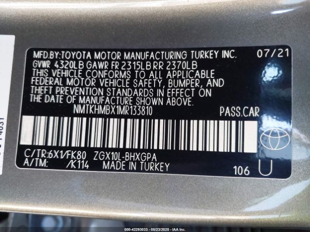 NMTKHMBX1MR133810 Toyota 3zr-fae