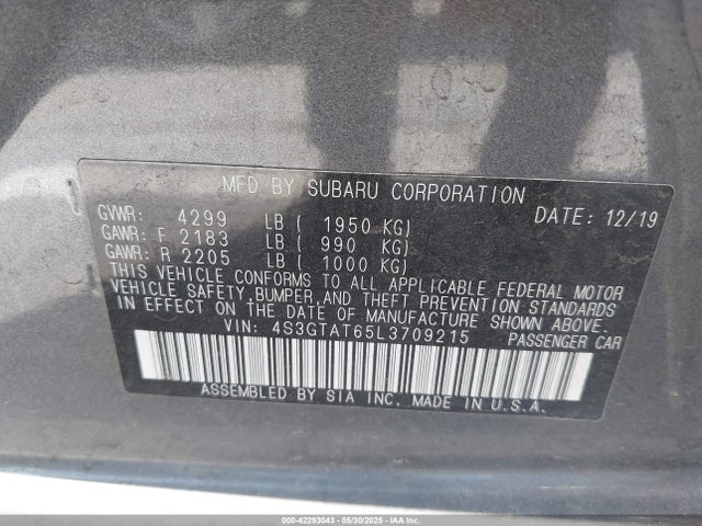 4S3GTAT65L3709215 Subaru 2020