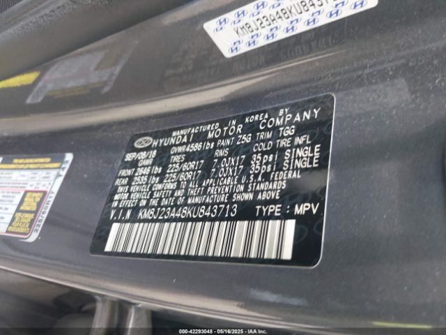 2019 HYUNDAI TUCSON KM8J23A48KU843713 Photo 8