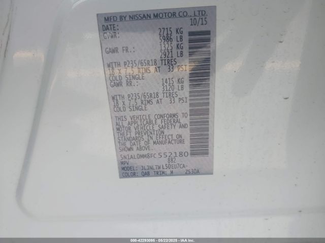 5N1AL0MM8FC552180 Infiniti QX60