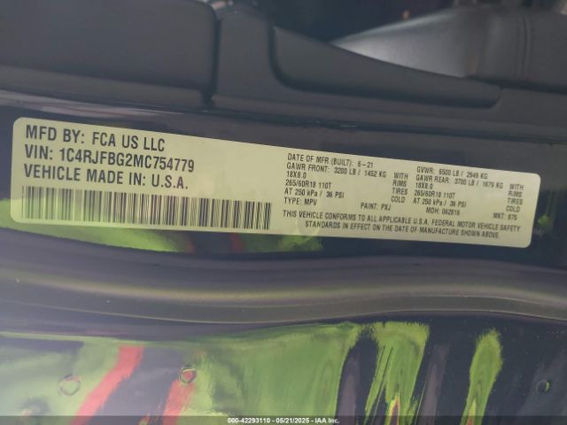 2021 JEEP GRAND CHEROKEE 1C4RJFBG2MC754779 Photo 8