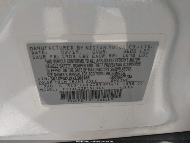 3N1CP5CUXKL508165 Nissan 2019