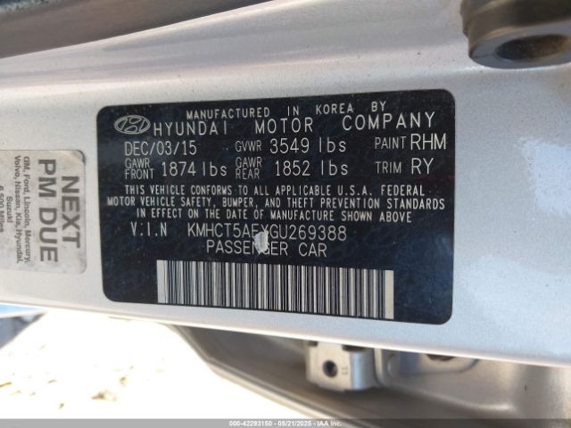 KMHCT5AEXGU269388 Hyundai ACCENT SE
