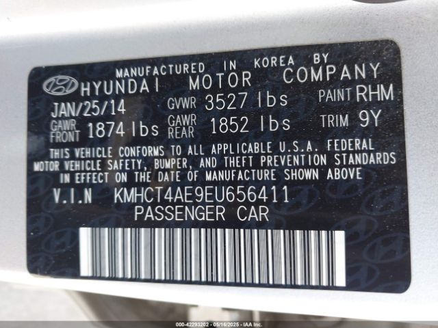 KMHCT4AE9EU656411 Hyundai ACCENT GLS