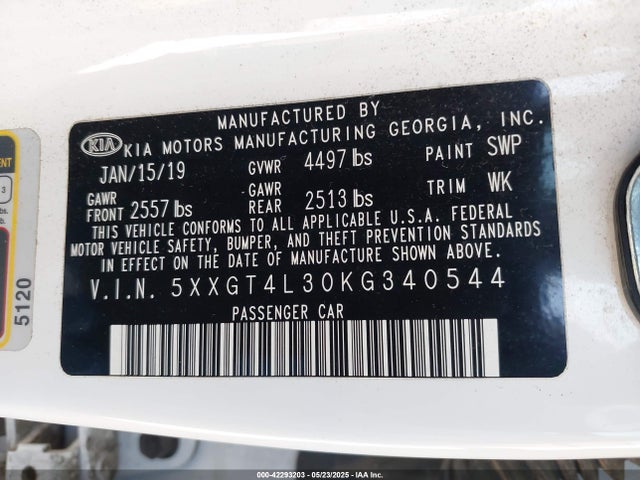 5XXGT4L30KG340544 KIA gdi