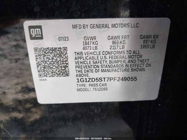 1G1ZD5ST7PF249055 Chevrolet Malibu Fwd 1lt