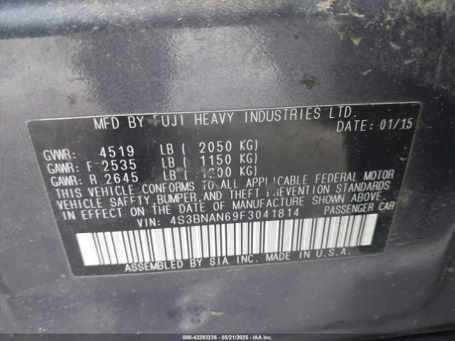4S3BNAN69F3041814 Subaru Legacy 2.5i Limited