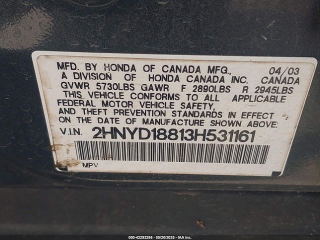 2003 ACURA MDX 2HNYD18813H531161 Photo 8