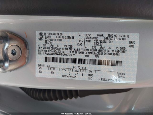 1FMCU9NA6SUA73971 Ford Escape St-line Select