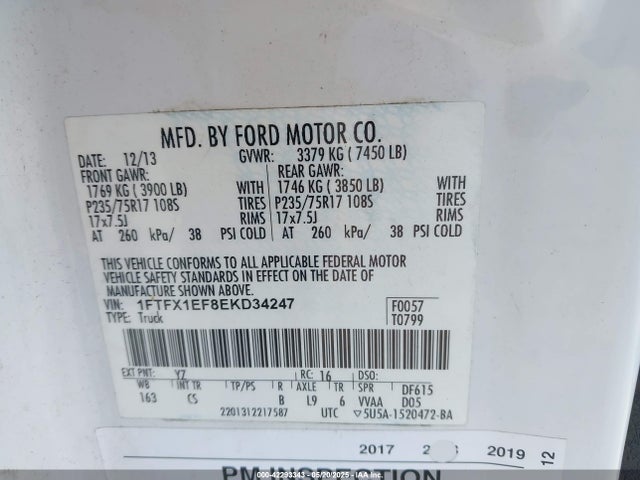 Aukcja sprzedaży 2014 Ford F-150 Xl, vin: 1FTFX1EF8EKD34247, numer aukcji: 42293343