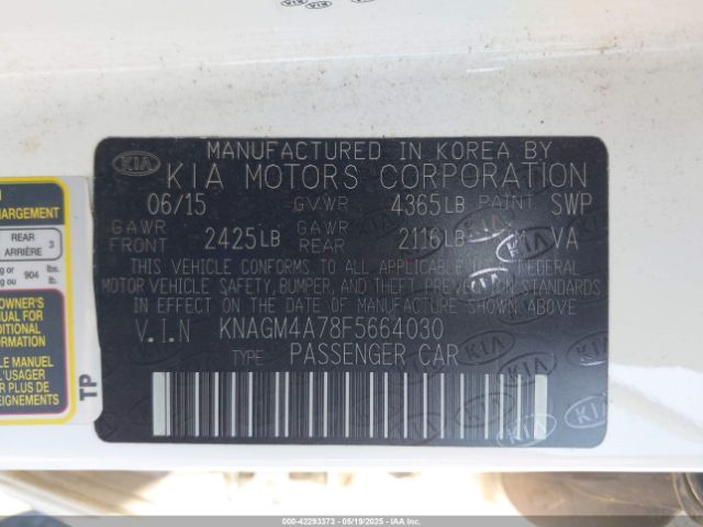 KNAGM4A78F5664030 KIA Optima Lx