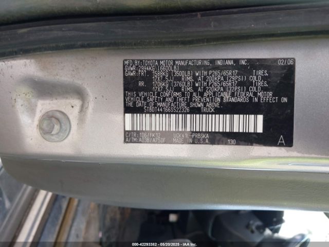 2006 TOYOTA TUNDRA 5TBDT44166S522326 Photo 8