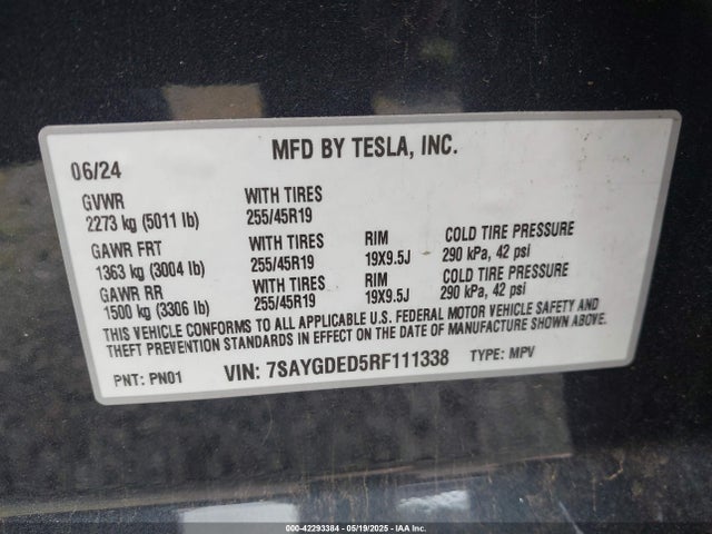 7SAYGDED5RF111338 Tesla 2024
