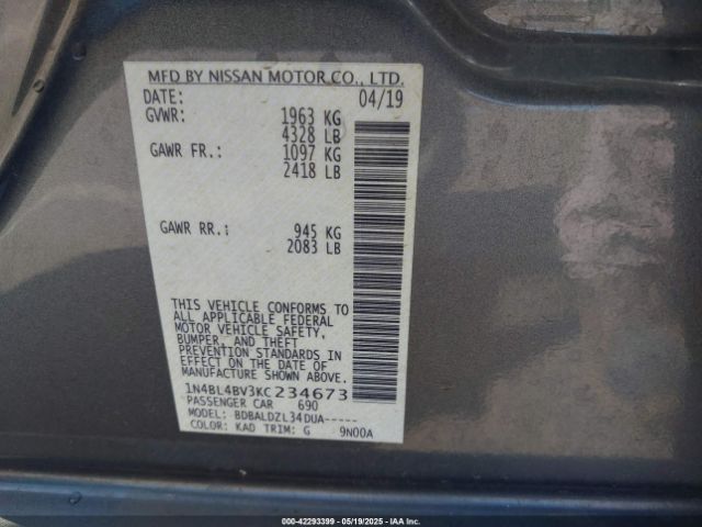 1N4BL4BV3KC234673 Nissan Altima