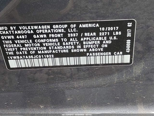 2018 VOLKSWAGEN PASSAT 1VWBA7A35JC011922 Photo 8