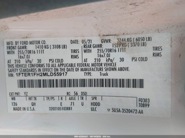 Ford 2021 2021 1FTER1FH2MLD55917 Image 9