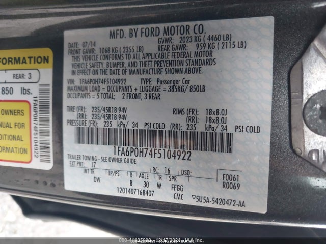 Ford 2015 2015 1FA6P0H74F5104922 Image 9