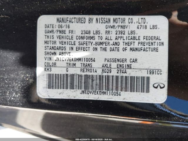 JN1CV7EK0HM110054 Infiniti Q60 2.0t Premium
