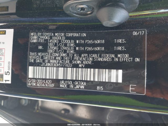 JTJBM7FX0H5177623 Lexus 460