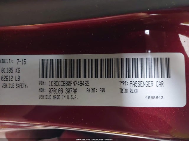 1C3CCCBB0FN749465 Chrysler 200