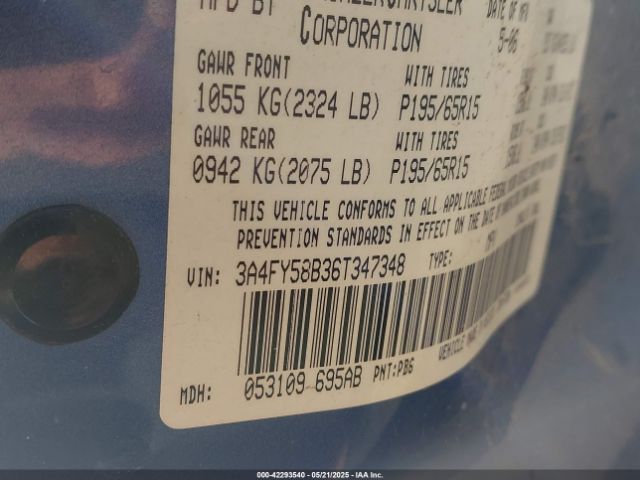 2006 CHRYSLER PT CRUISER 3A4FY58B36T347348 Photo 8