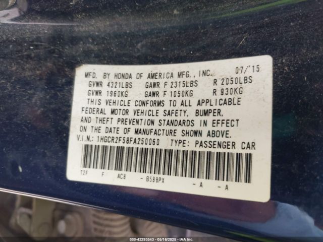 1HGCR2F58FA250060 Honda Accord Sport
