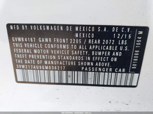 2016 VOLKSWAGEN GOLF 3VW217AU9GM038217 Photo 8