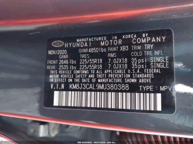 2021 HYUNDAI TUCSON KM8J3CAL9MU380388 Photo 8