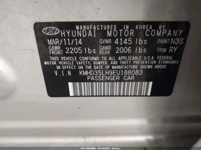 KMHD35LH9EU188083 Hyundai Elantra Gt Base W/blue