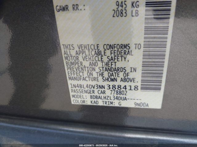 1N4BL4DV3NN388418 Nissan 2022