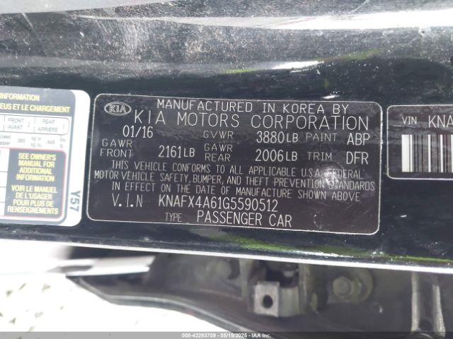 KNAFX4A61G5590512 KIA FORTE LX