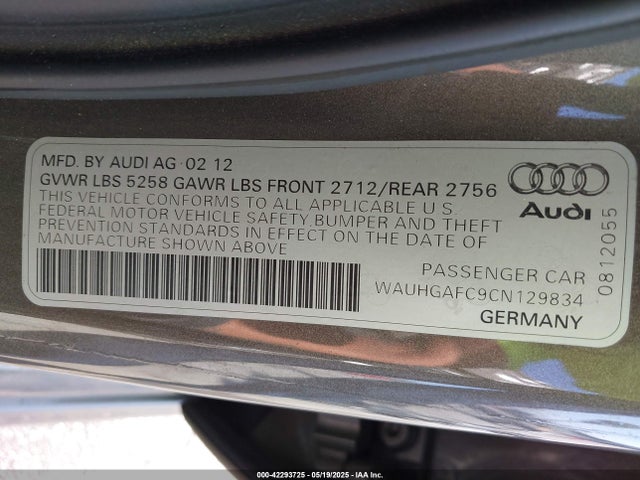 2012 AUDI A6 WAUHGAFC9CN129834 Photo 8
