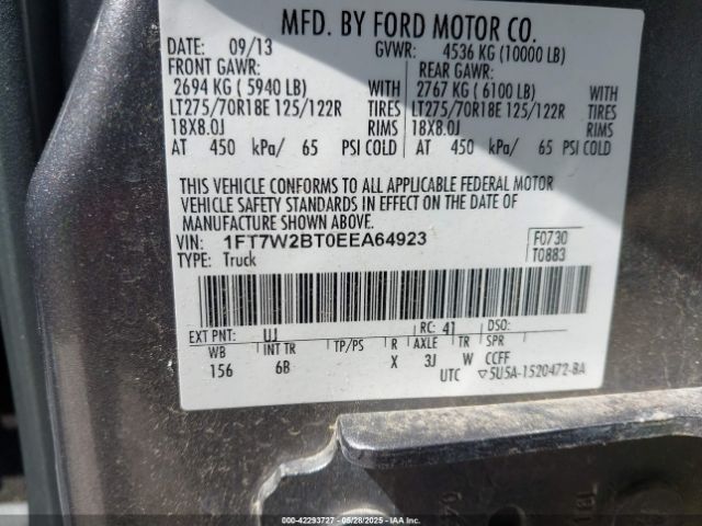1FT7W2BT0EEA64923 Ford F-250 Lariat