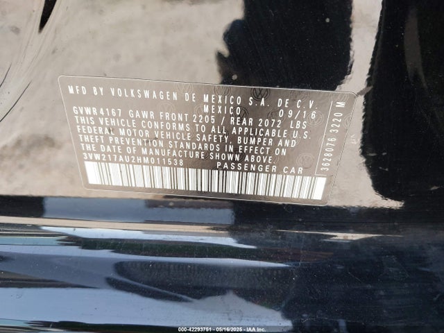 3VW217AU2HM011538 Volkswagen 1.8 tsi