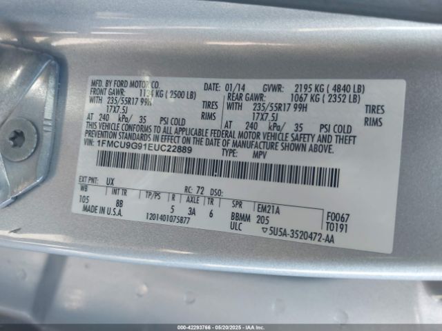 1FMCU9G91EUC22889 Ford 2014