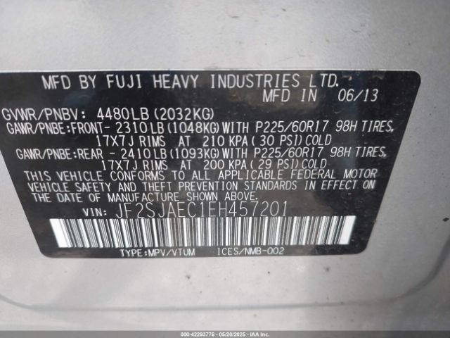 JF2SJAEC1EH457201 Subaru Forester 2.5i Premium