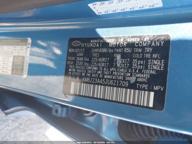 KM8J23A45JU621709 Hyundai TUCSON SE