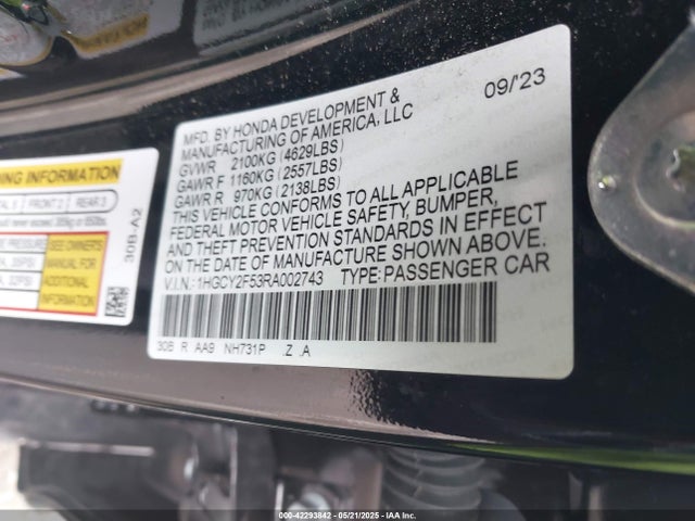 1HGCY2F53RA002743 Honda lfc5