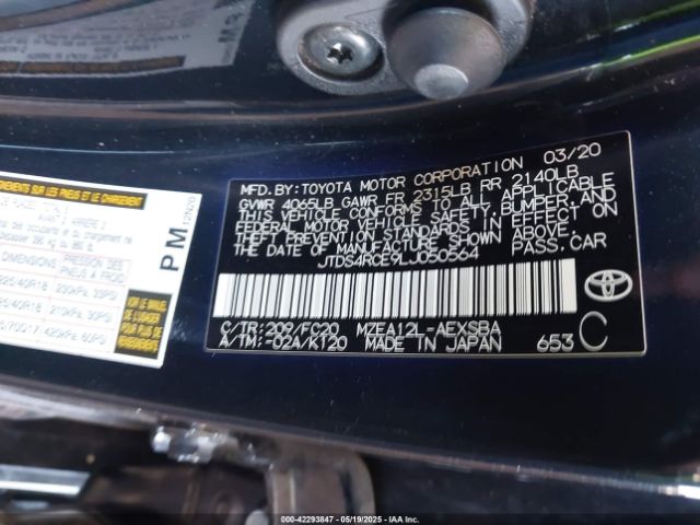JTDS4RCE9LJ050564 Toyota COROLLA SE