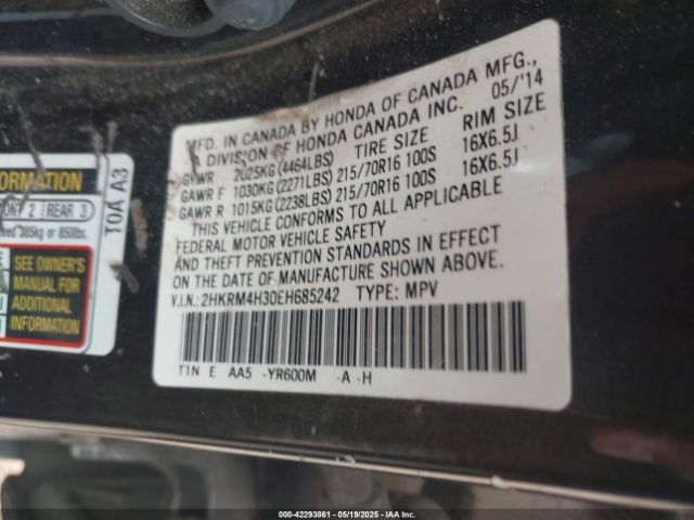 2HKRM4H30EH685242 Honda CR-V LX